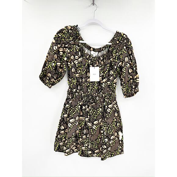 A.L.C. Maya Cotton Puff Sleeve A-Line Printed Mini Dress Size 6 NWT - Picture 2 of 6